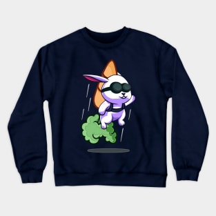 Flying Rabbit with Carrot Rocket Crewneck Sweatshirt